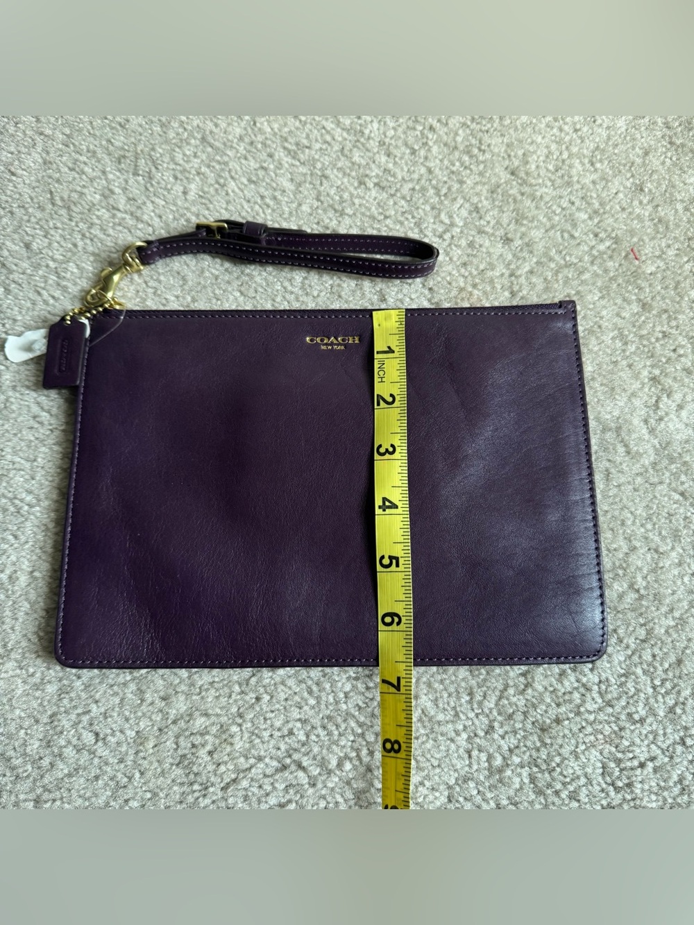 Coach Purple Leather Wristlet Clutch Slim Tablet Travel Wallet Zip Closure - Picture 3 of 13